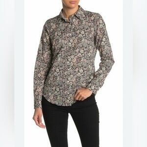 J Crew Liberty of London White Garden Floral print Button-Up Shirt